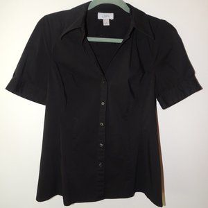 Black Short-Sleeve Button-Down